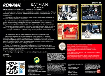 Batman Returns (Europe) box cover back